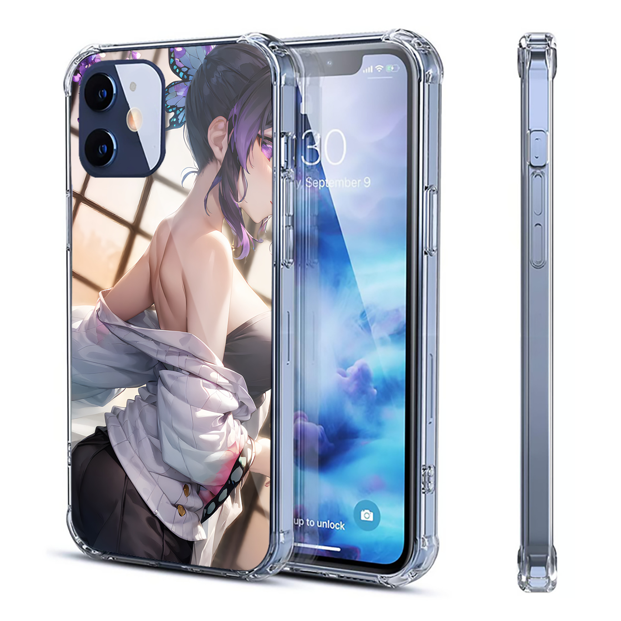 （画像用） 鬼滅の刃（きめつのやいば）蟲柱-胡蝶 しのぶ／こちょう しのぶ Kochou Shinobu 【iPhone 12シリーズ対応】透明スマホケース（クリアソフトケース）